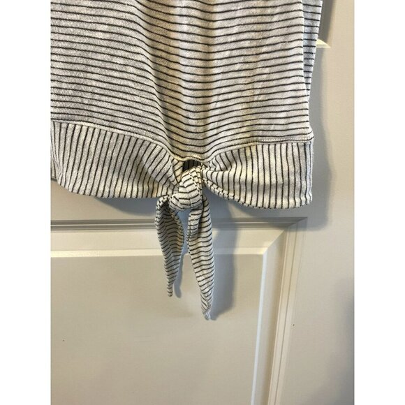 Loft Womens White Black stripe Wrap Tie Knit Sweater Blouse M lightweight - Picture 4 of 5